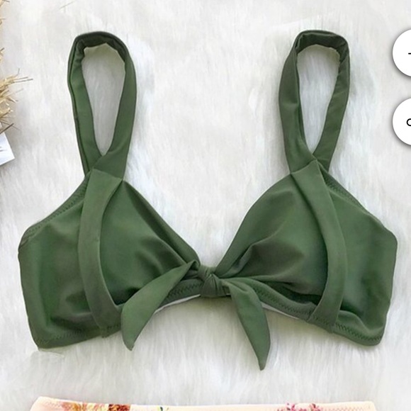 Cupshe Green And Peony Print High-Waisted Bikini - Picture 1 of 5